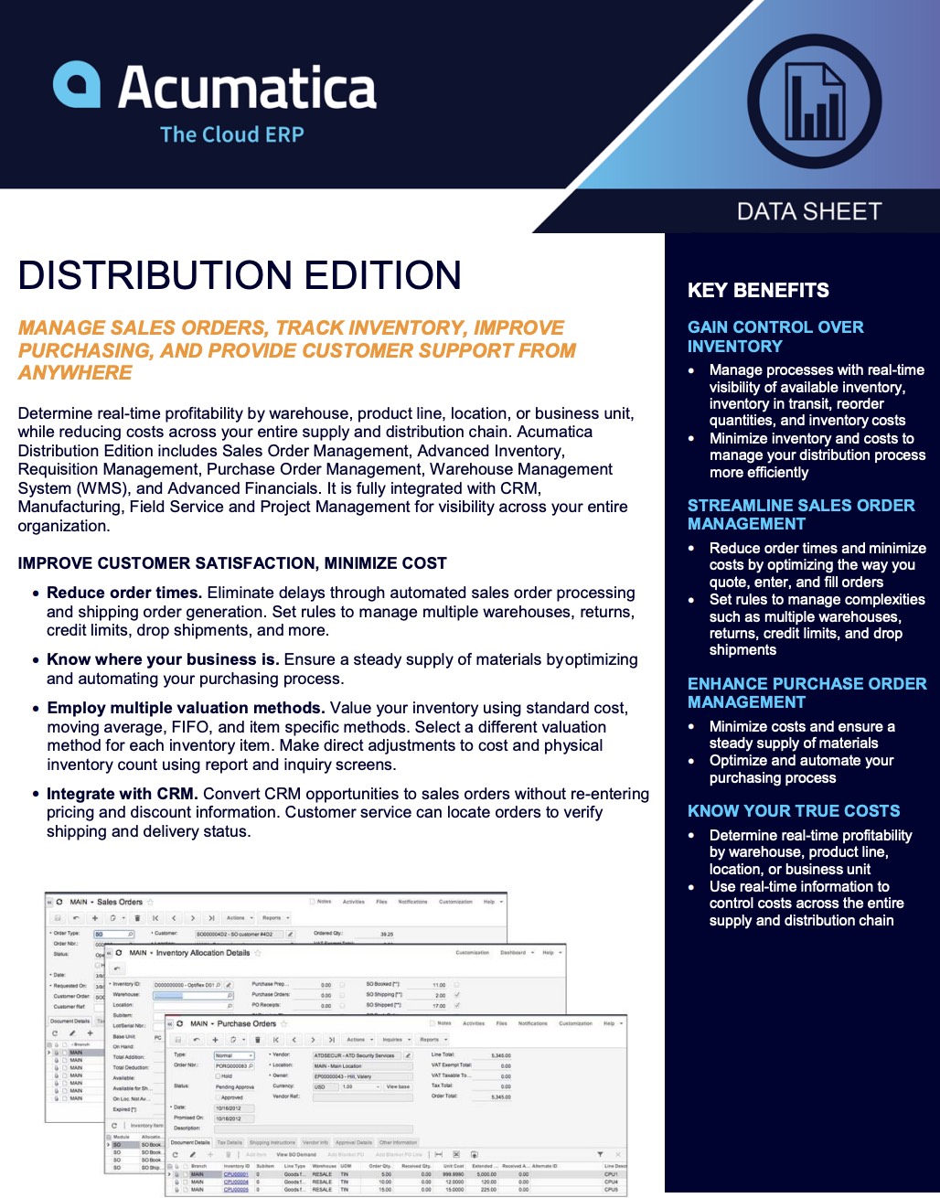 Acumatica Distribution Software Data Sheet